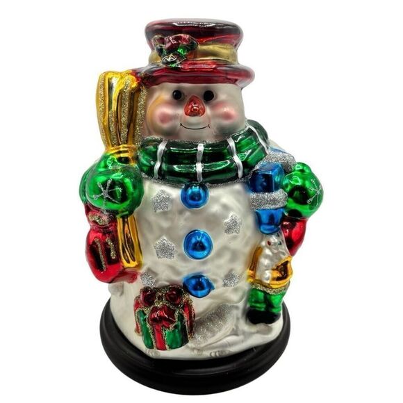 Thomas Pacconi Classics Vintage Blown Glass Christmas Snowman 10” - Picture 1 of 6